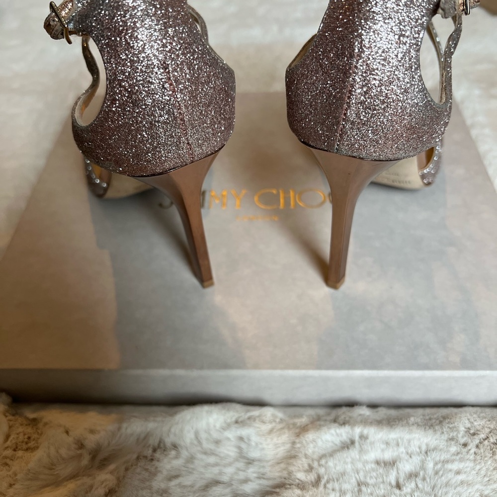 Jimmy Choo Lang tea rose fine glitter sandal 🌟 - Picture 9 of 10